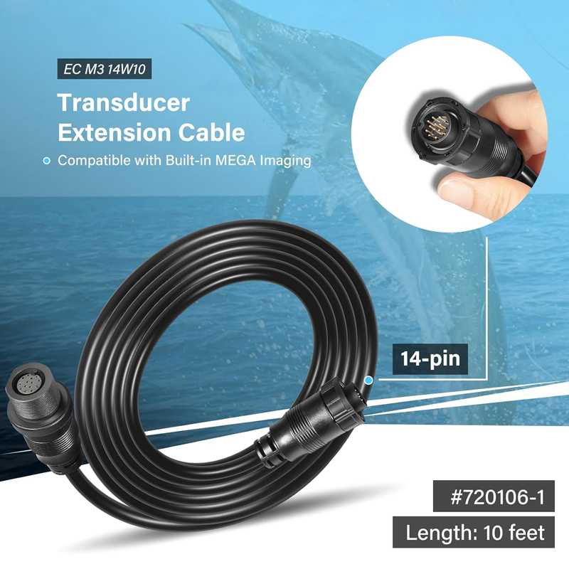 Fish Finder - Cavo di Prolunga per Trasduttore 10Ft